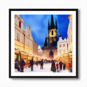 Christmas in Prague Praha Czech Republic Art Print