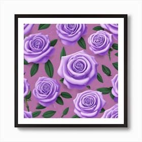 Purple Roses On A Pink Background 2 Art Print