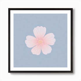 A White And Pink Flower In Minimalist Style Square Composition 684 Art Print