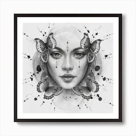 Black And White Butterfly Painting Art Print