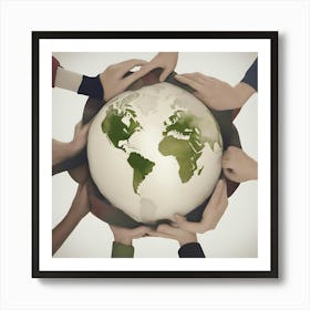 Unity, hands holding the globe Art Print