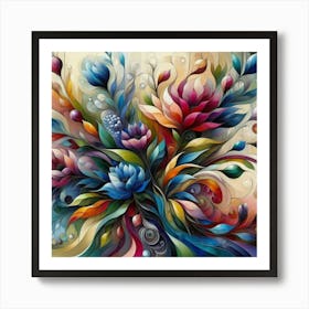 Flowers oil painting abstract painting art 6 Art Print