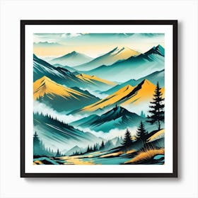 Mountain Landscape Painting Art Print