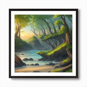 Fantasy Landscape With Trees Art Print