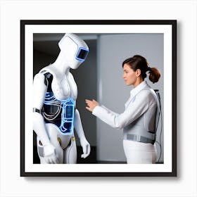 Woman And A Robot Art Print