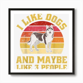 Funny Pets Animal Siberian Husky Dog Vintage Retro Sunset Art Print