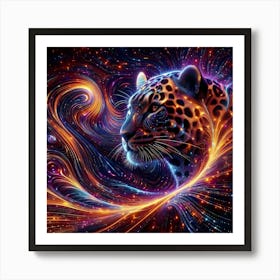 Luminous Predator: The Neon Leopard’s Realm Art Print