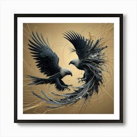 Two Eagles Fighting 1 Art Print