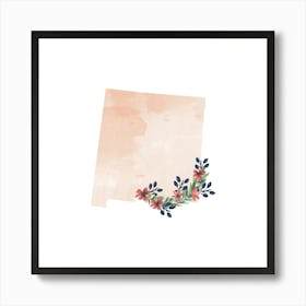 New Mexico Watercolor Floral State Art Print