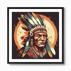 Warrior Native Indian Wildlife Culture Dreamcatcher Wild Feathers Nature Art Print