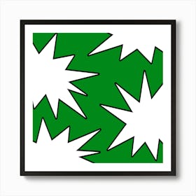 Green And White Starbursts Art Print