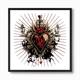 Sacred Heart Tattoo Style Art Art Print