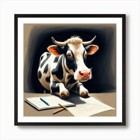 Cow Drawing 15 Art Print