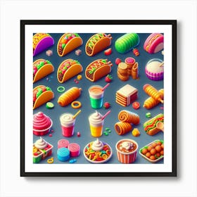 Food Icon Set Art Print