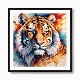 Highly Detailed Vibrant Tiger Painting Art Print