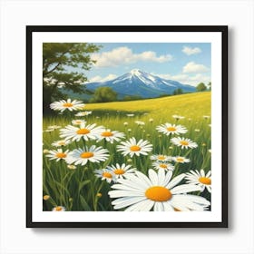 Daisies In The Meadow Poster