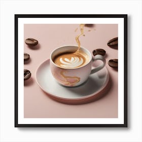 Coffee Cup With Coffee Beans Art Print