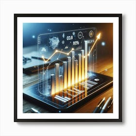 Tablet Computer With Graphs 1 Art Print