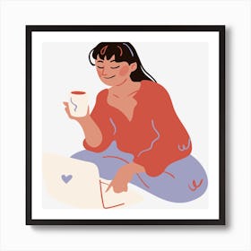 Drink coffee while working Art Print