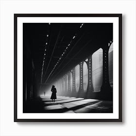 Man Walks Under A Bridge Art Print