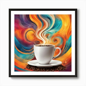 Coffee Cup With Coffee Beans 2 Art Print