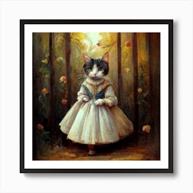 Cat In A Dress Art Print