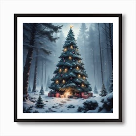 Christmas Tree In The Forest 109 Art Print