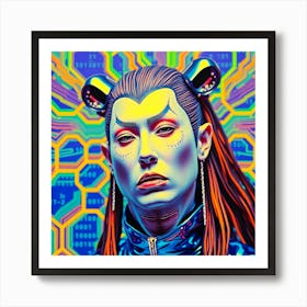 Cyborg Male Geisha Creative Portrait Art Print