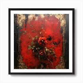 Vintage Dark Flowers 5 Art Print