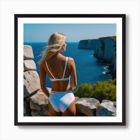 Back View Of Woman In Bikini Art Print