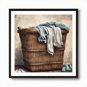 Basket Of Clothes Art Print