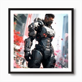 3d Dslr Photography A Man On The Battlefield Ground, Cyberpunk Art, By Krenz Cushart, Wears A Suit Of Power Armor, Closeup Character Portrait, Strong Detailed Digital Art, Artgerm And Lois Van Baarle, Japanes (4) Art Print