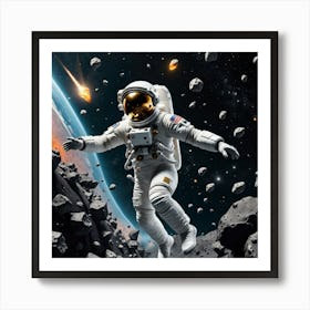 A Voyage Through Space: The Astronaut and the Asteroids Art Print