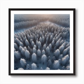 Winter Forest With Visible Horizon And Stars From Above Drone View Perfect Composition Beautiful (3) Art Print