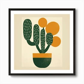 Rizwanakhan Simple Abstract Cactus Non Uniform Shapes Petrol 44 Art Print