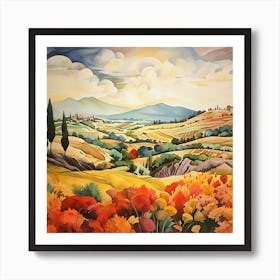 Mystical Montage: Italian Landscape Abstracted Art Print