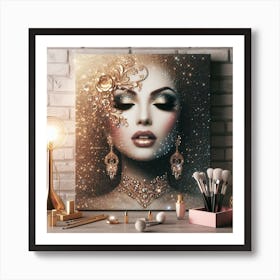 She is Glamorous glitter gold Art Print