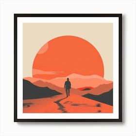 Man Walking In Desert Art Print