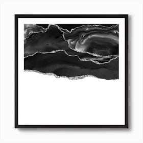 Black & Silver Agate Texture 05 Art Print