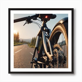 Bicycle Parked On The Road Art Print