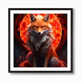 Fox In Flames Art Print