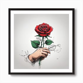 Hand Holding A Rose 1 Art Print