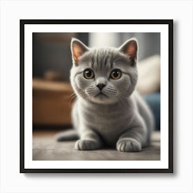 A Cute British Shorthair Kitty, Pixar Style, Watercolor Illustration Style 8k, Png (2) Art Print