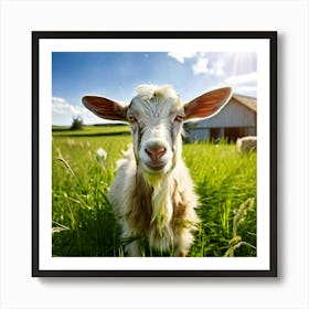 Grass Green Goat Farm Mammal Milk Farming Animal Meadow Head Canino No People Pasture S (5) Art Print