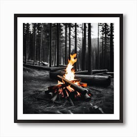 Campfire In The Woods 10 Art Print