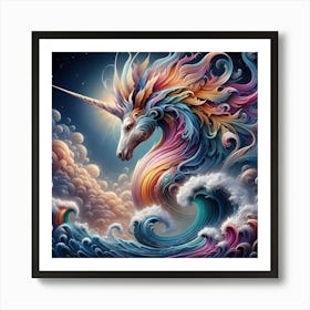 Unicorn In The Ocean Art Print