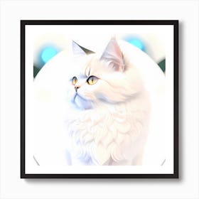 White Persian Cat Art Print