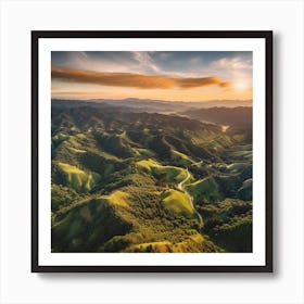 Aerial View Of Green Hills Art Print