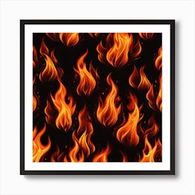 Flames On Black Background 27 Art Print