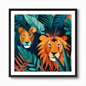 Lions In The Jungle 1 Art Print